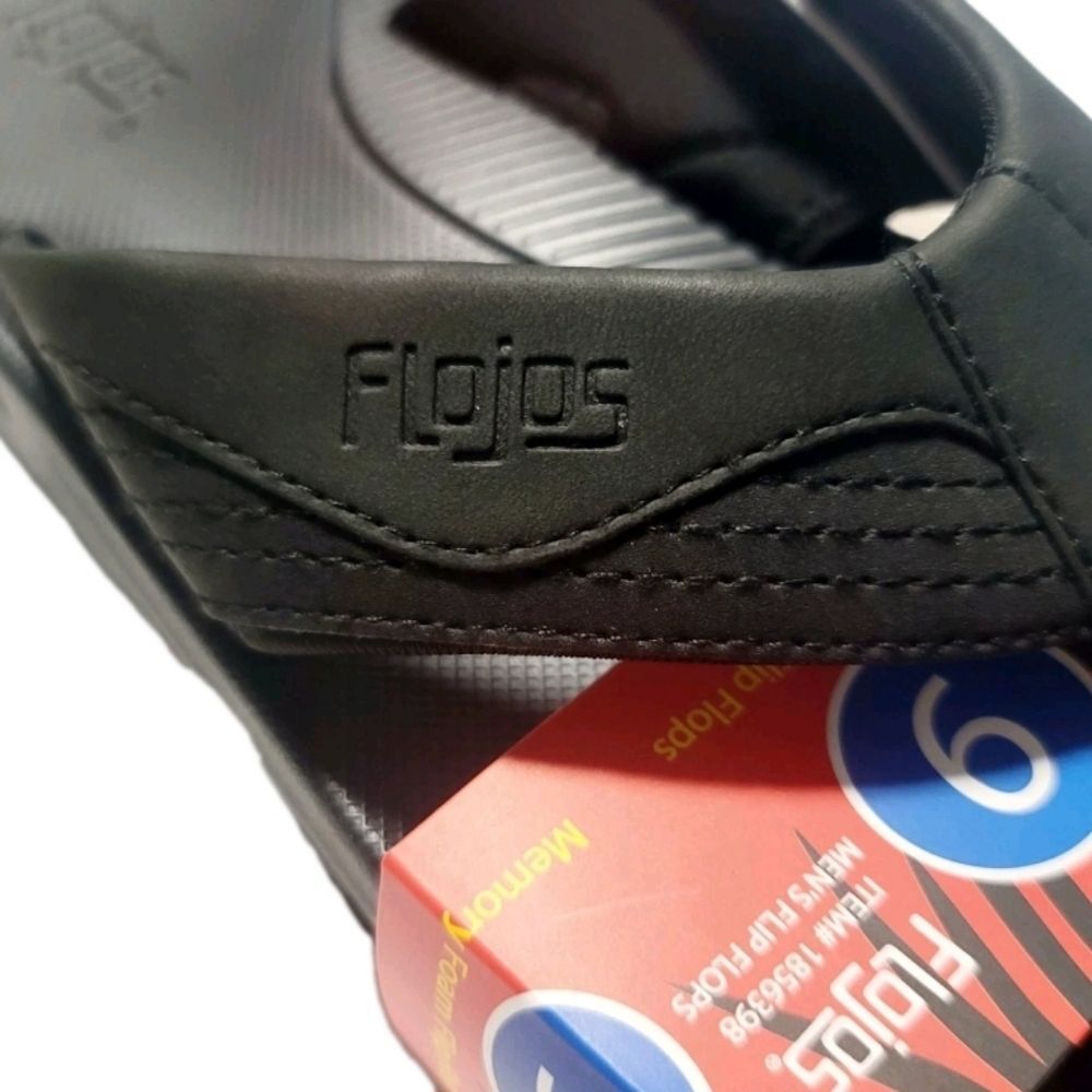 Flojos Men's 9 Memory Foam Flip Flop MEMEX Footbed Arch Support Black NWT - Picture 7 of 11
